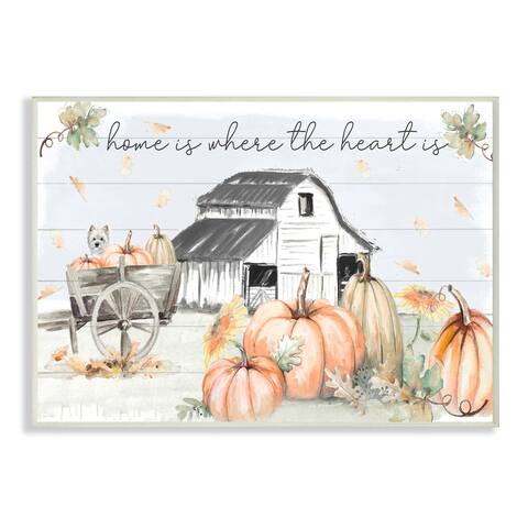 Stupell Industries Autumn Farm Harvest Home and Heart Phrase Wood Wall Art