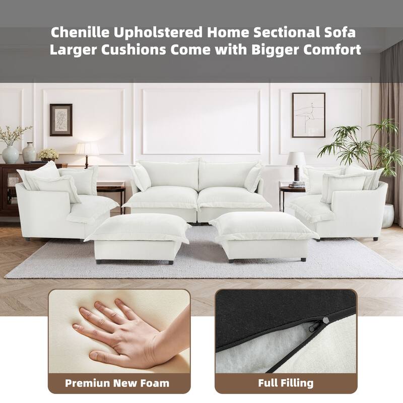 6-Piece Chenille Cloud Modular Living Room Set