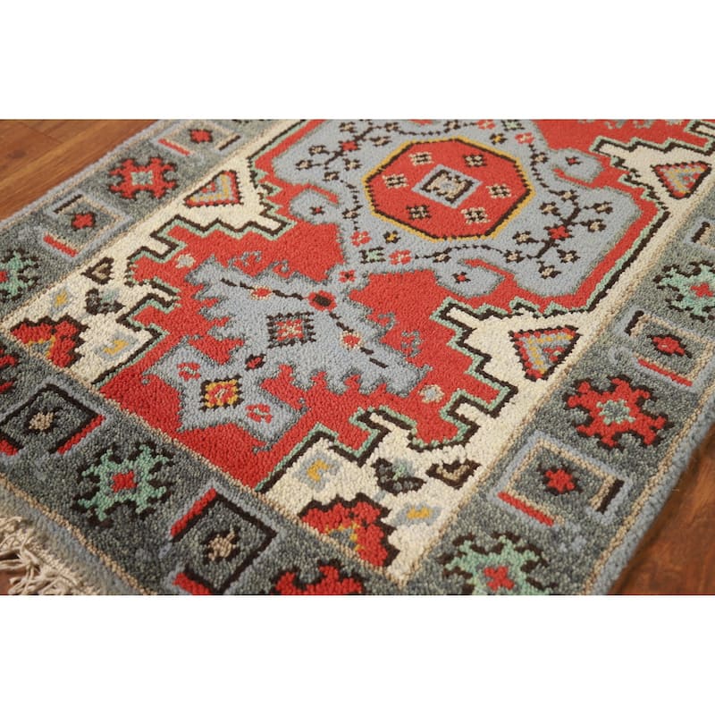 Orange Viss Oriental Foyer Rug Handmade Wool Carpet - 2'0" x 3'0"