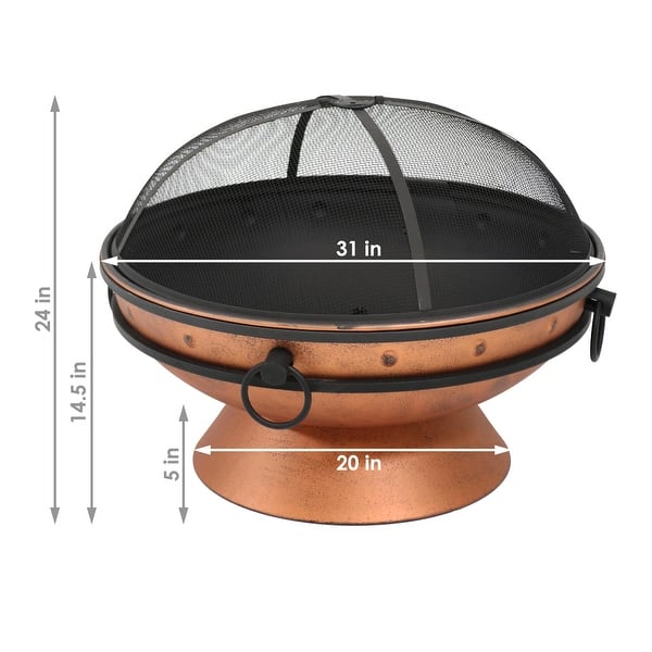 Shop Sunnydaze Royal Cauldron Copper Fire Pit With Handles And