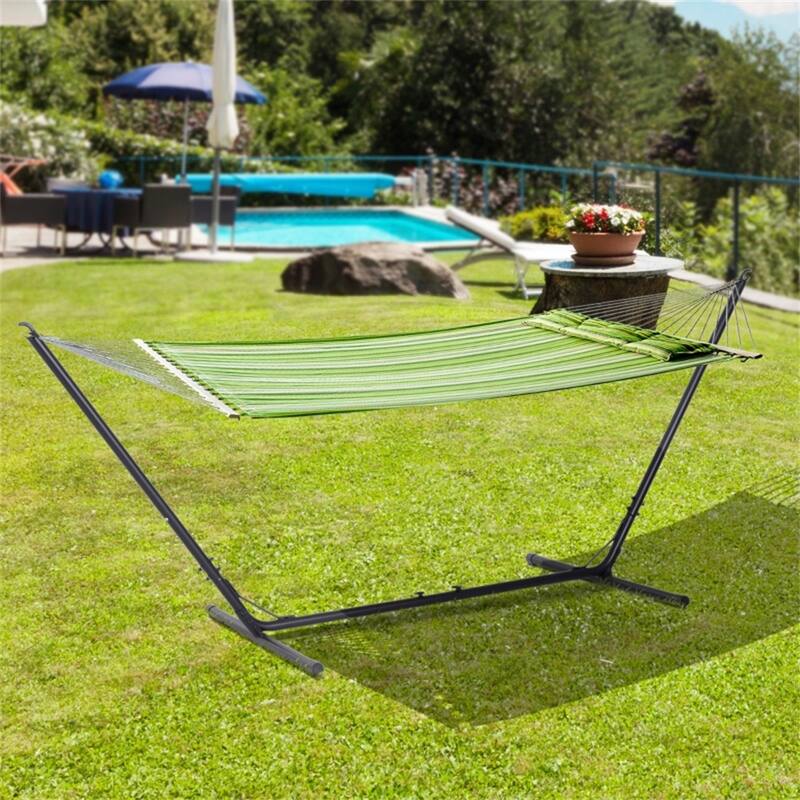 Adjustable Black Metal Hammock Stand Heavy Duty Frame for Indoor and Outdoor Use Fits Hammocks Up to 10.8 Feet