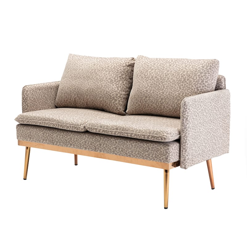 Polyester Upholstered Living Room loveseats sofa With Golden Legs