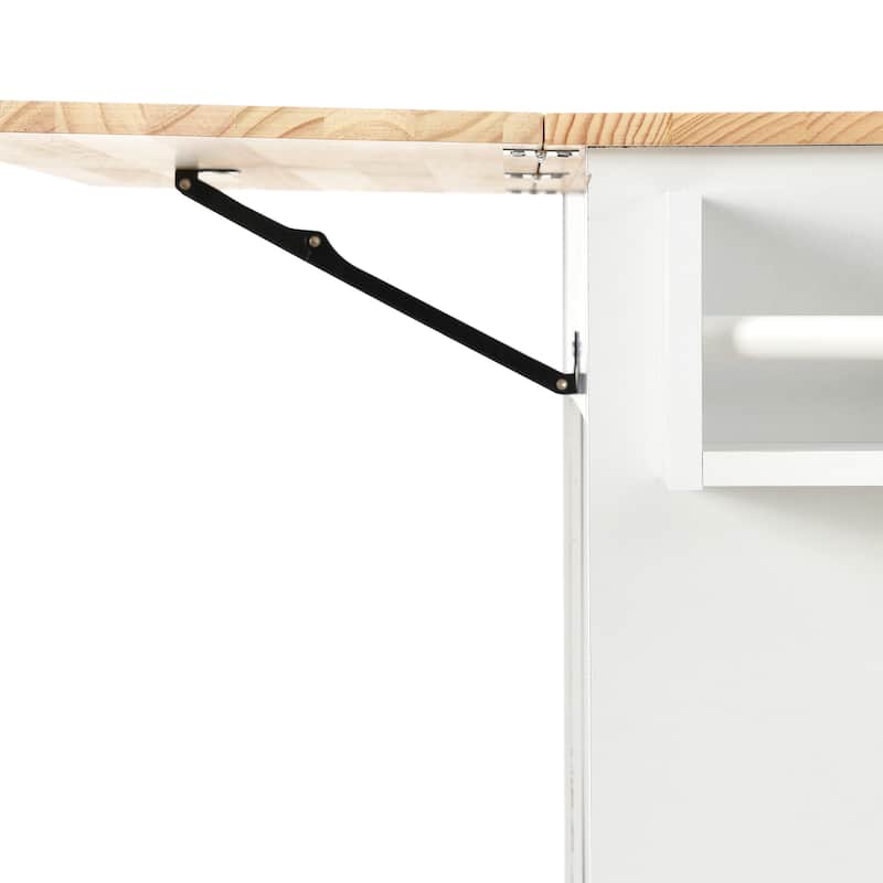 Kitchen Island Cart with Solid Wood Top, Drop Leaf Breakfast Bar, Mobile Kitchen Cart on Wheels with Towel Rack & Drawer