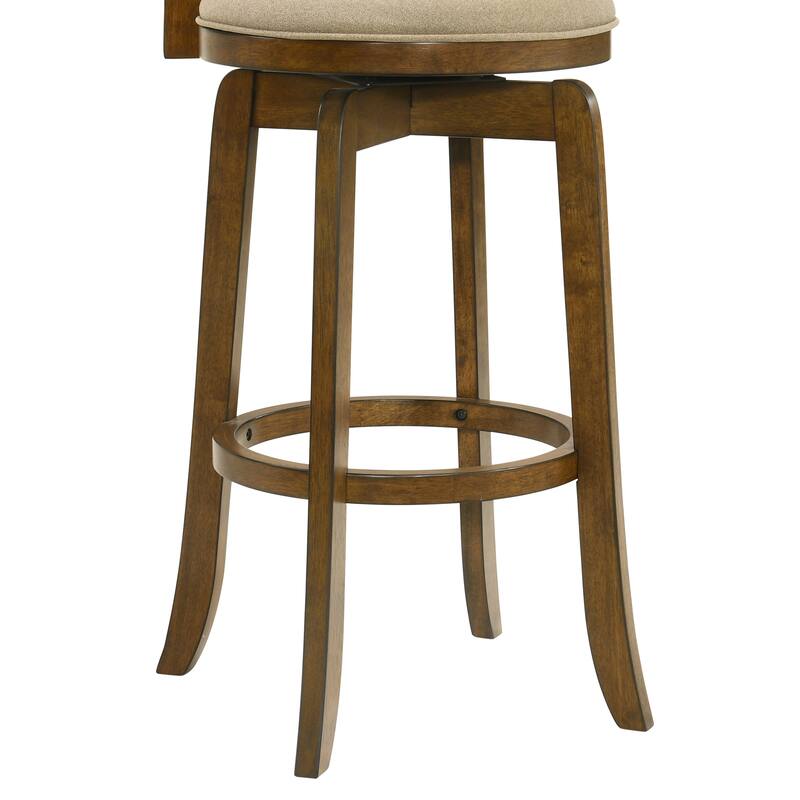Wren Modern Farmhouse Swivel Wood Counter Height Kitchen Bar Stool in Sepia Brown Finish withUpholstered Seat