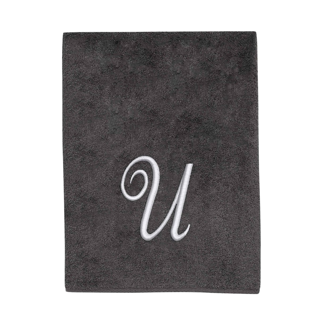 Avanti Linens Granite/Silver Script Monogram Bath Towel Letter U - Bath Towel