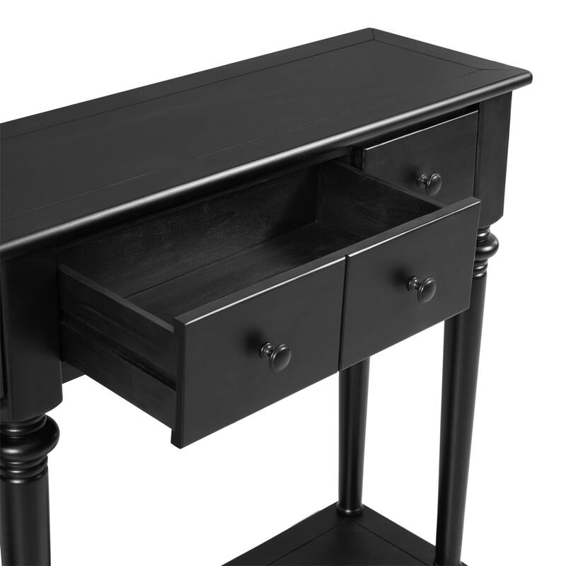 Entryway Table With 4 Drawers, Retro Console Table With Open Shelf For Entryways, Living Rooms,And Hallways