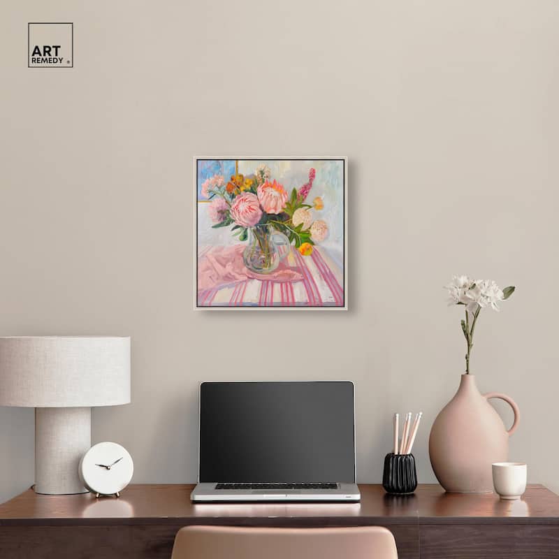 Pink Protea Pitcher Canvas by Art Remedy