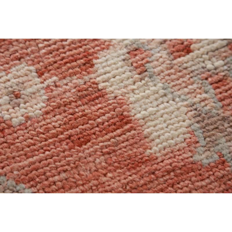 Hand Knotted Oriental 100% Wool Carpet Transitional Geometric Oranges & Rust Oushak Area Rug - 10' 2'' X 8' 4''
