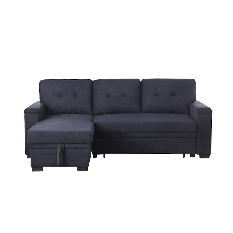 84.5"W Dark Gray Reversible Sleeper Sofa with Storage Chaise