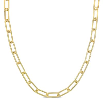Miadora 18kt Yellow Gold Plated Sterling Silver Paperclip Necklace