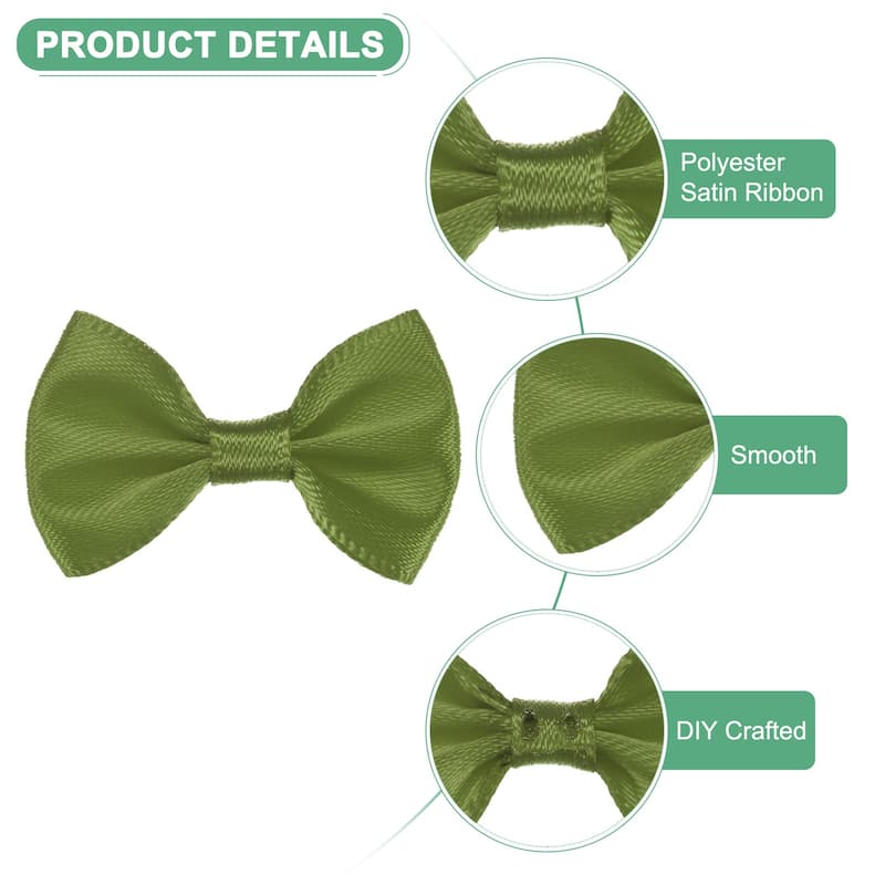 60-Pack Mini Craft Ribbon Bow 1.5x1 Inch for Craft DIY - Army Green