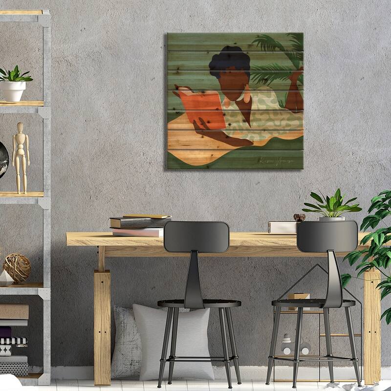 Book Love Print On Wood by Reyna Noriega - Multi-Color