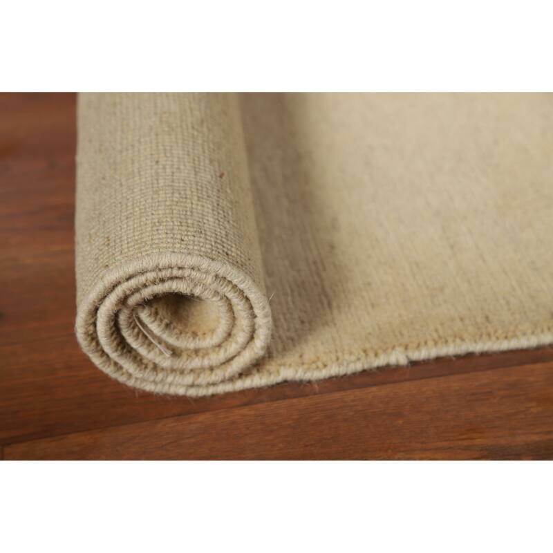 Gabbeh Modern Foyer Rug Accent Beige Hand-Knotted Wool Carpet - 2'7"x 4'0"