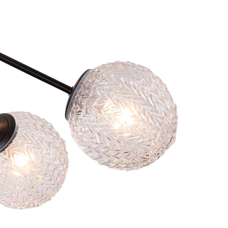 31.5" 9-Light Modern Black Sputnik Pendant Light Pineapple Glass Globe - Dia.31.5-in