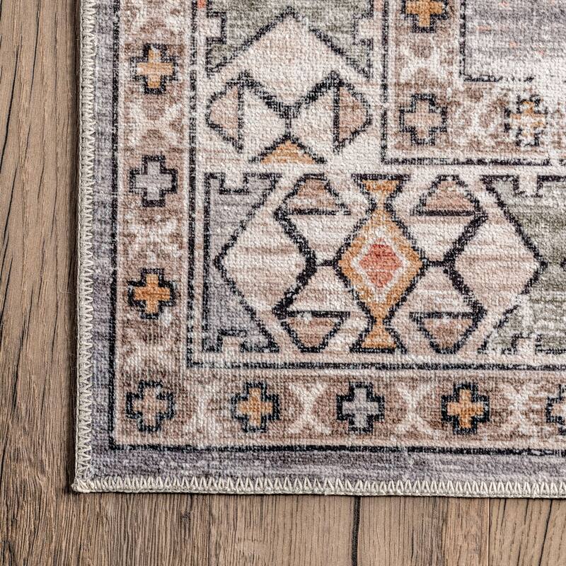 Nuloom Mae SpinClean Tribal Motif Machine Washable Area Rug