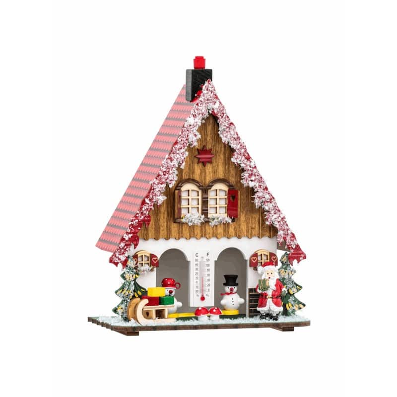 Handcrafted Wooden Christmas Weather Station - 8.5" - Red and White