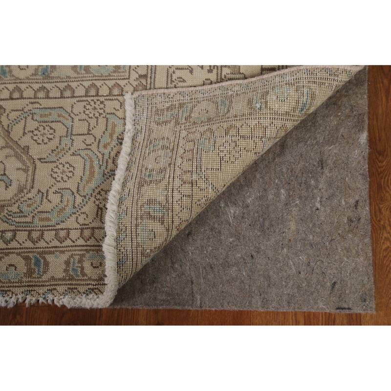 Hand Knotted Oriental 100% Wool Carpet Traditional Floral Beige & Ivories Tabriz Area Rug - 12' 9'' X 9' 7''