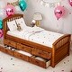 preview thumbnail 2 of 45, Twin Size Platform Storage Bed Solid Wood Bed with 6 Drawers,Paint Surface,Environmentally Friendly Materials，Brown