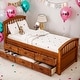 preview thumbnail 1 of 45, Twin Size Platform Storage Bed Solid Wood Bed with 6 Drawers