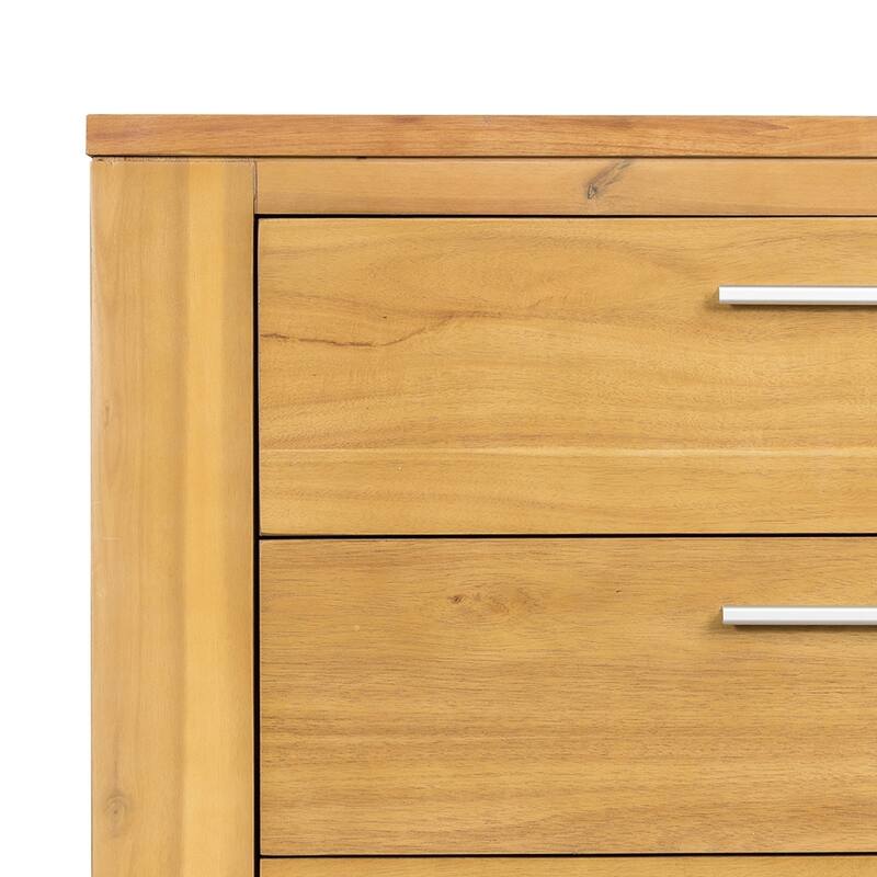 5-Drawer Solid Wood Vertical Chest with Metal Handle for Bedroom, Living Room