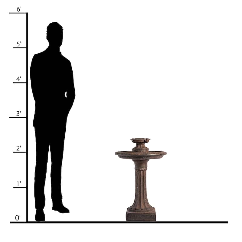 XBrand 28" Tiered Freestanding Classic Bird Bath Outdoor Water Fountain w/ Auto Shut-Off Pump, Brown