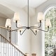 preview thumbnail 16 of 54, Starsky 6-Light Modern Classic Chandelier with White Linen Shades