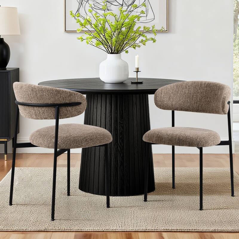 Upholstered Dining Chair With Metal Legs (Set of 2) - Santi brown