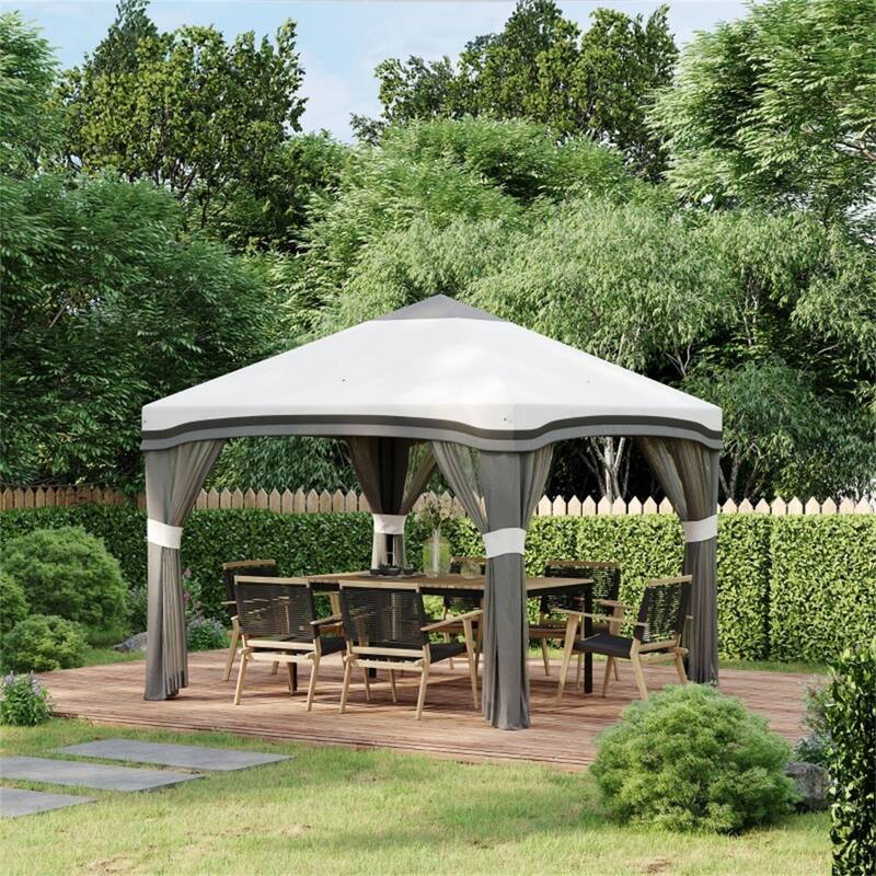 Steel Polyester Pop-Up Outdoor Gazebo Three-level Adjustable Legs - 114.5" L x 114.5" W x 114.25" H