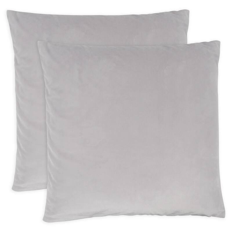 KAF Home Square Velvet Pillow Cover, Set of 2 - 20 x 20 - Gray