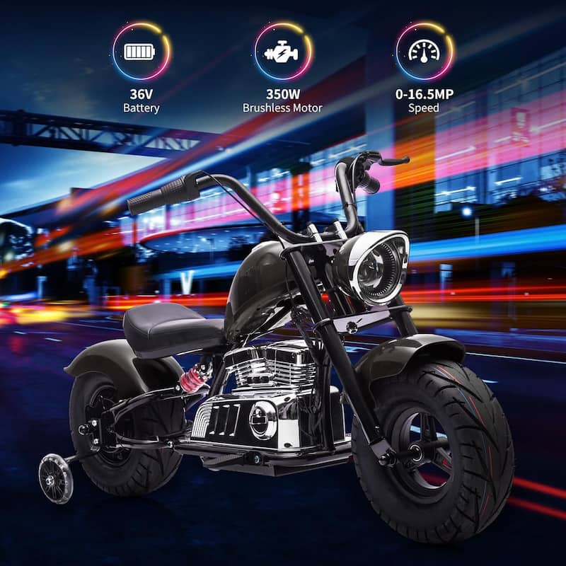 36V Kids Electric Dirt Bike, Ride On Electric Motorcycle with Training Wheels