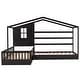 preview thumbnail 7 of 14, Wood House Bed Twin Size, 2 Twin Solid Bed L structure with Fence and Slatted Frame