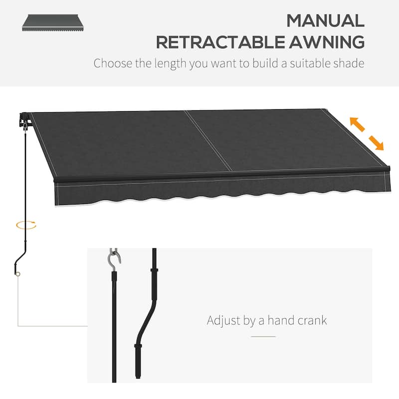 Outsunny 8' x 6.5' Retractable Awning, Patio Awning Sunshade Shelter with Manual Crank Handle, 280gsm UV Resistant Fabric