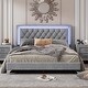 preview thumbnail 9 of 10, Upholstered Bed Frame with LED Lights with Crystal Tufted Headboard Grey
