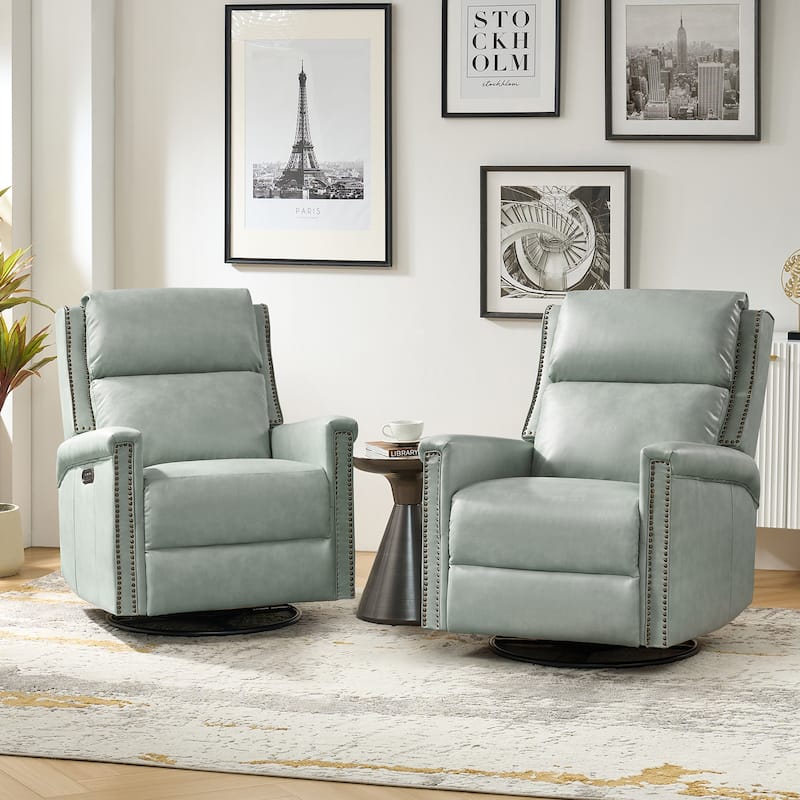 Tobias Traditional Swivel And Rocker Power Recliner Set of 2 by HULALA HOME