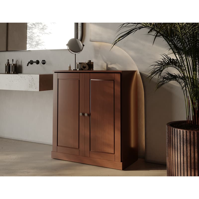 Palace Imports 100% Solid Wood 32" Bathroom Cabinet with Solid Doors, 2-Drawers and Adjustable Shelves