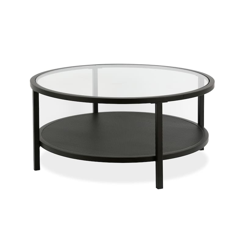 Carbon Loft Mornie Industrial Metal Round Coffee Table in Blackened Bronze