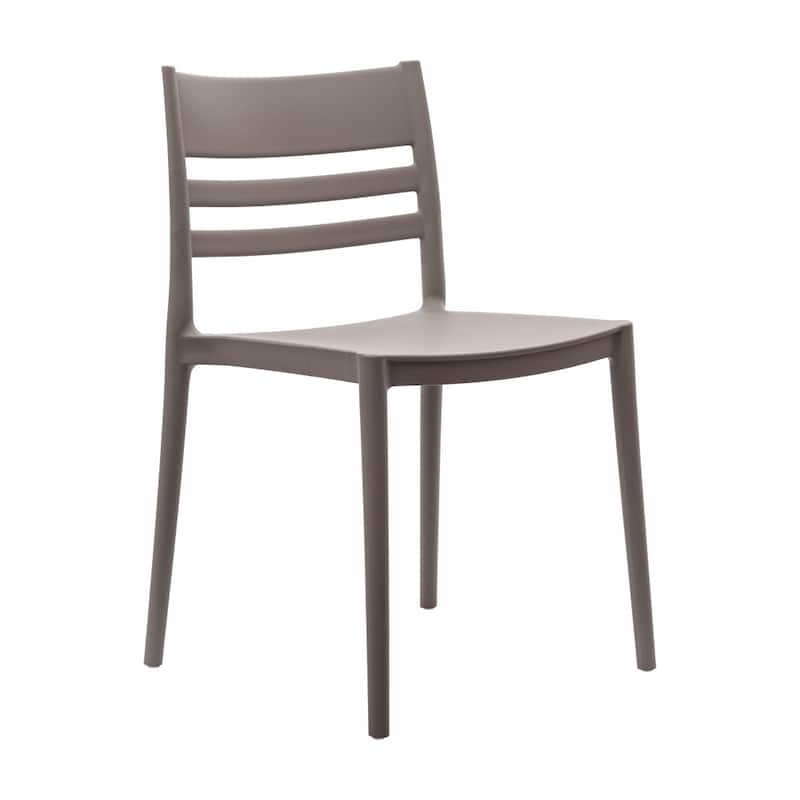 Commercial All-Weather Resin Patio Stack Chair with Slatted Backrest - 19.75"W x 20.75"D x 31.75"H - Gray