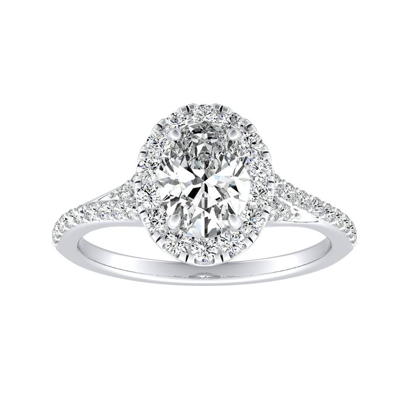 Auriya 14k Gold 3/4cttw Oval Shape Halo Diamond Engagement Ring - White - 4.5