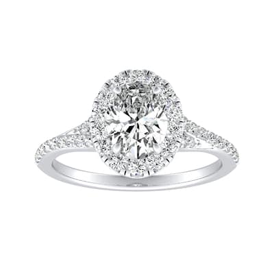 Auriya Platinum 1 1/3ctw Oval-cut Halo Diamond Engagement Ring (I-J, I1-I2)