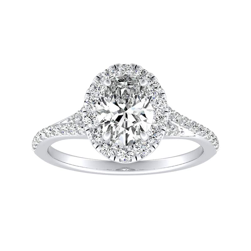 Auriya 18k Gold 5/8ctw Oval Halo Diamond Engagement Ring (I-J, I1-I2) - 9 - White