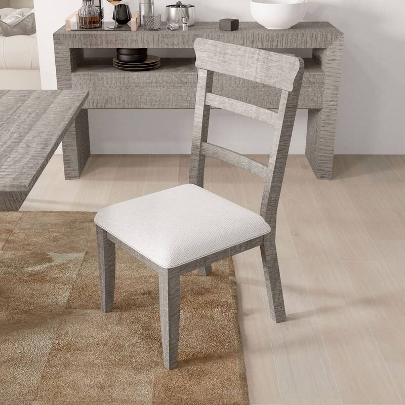 2PCS Armless Dining Chair With Upholstered Cushion Seat and Wooden