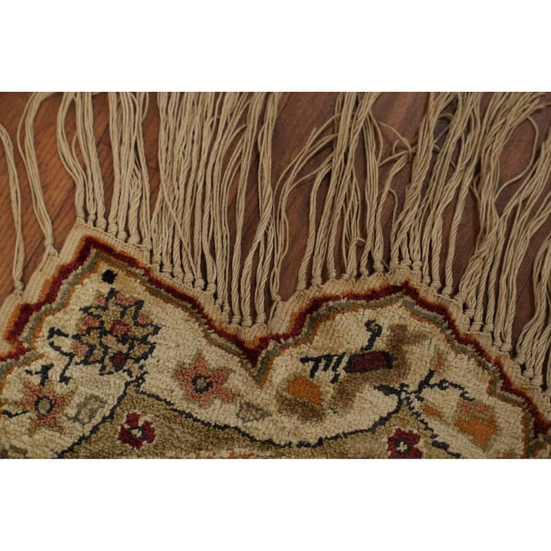 Hand Knotted Traditional Silk Red Geometric Area Rug - 4' 3'' X 4' 2''
