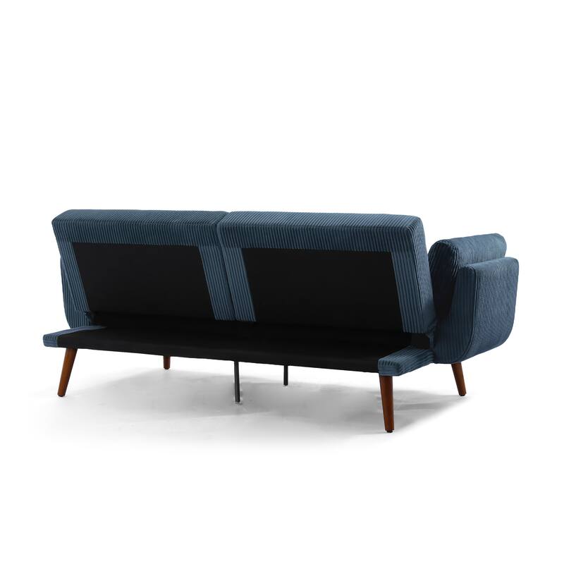 73" W Upholstered Corduroy Convertible Sleeper Sofa Bed with Pillows