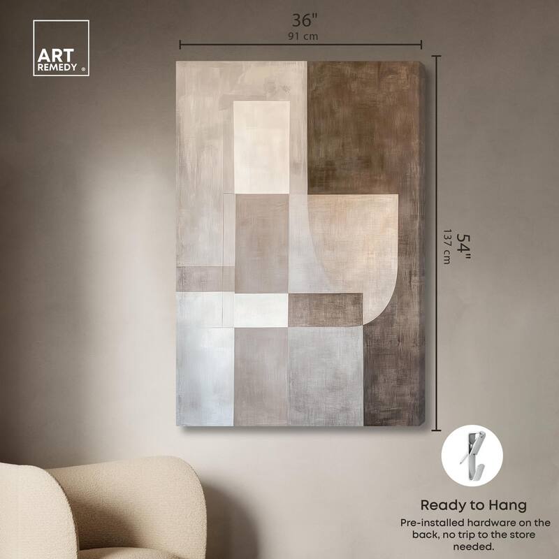Neutral Tone Blocks I Canvas by Art Remedy, Gallery Wrapped