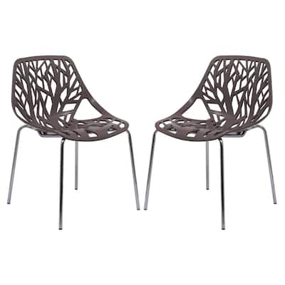 Stackable Dining Chair with Chrome Legs Side Chair (Set of 2) for Indoor and Outdoor