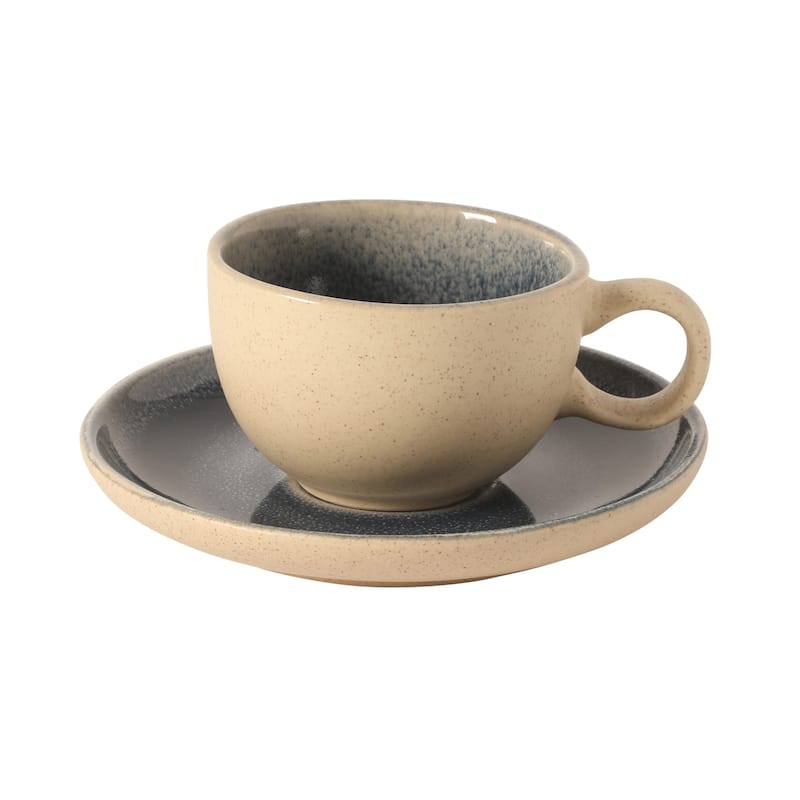 Gibson Elite Manila Bay 8-Piece Stoneware 5 oz Reactive Glaze Expresso & Coffee Cup and Saucer Set, Assorted Colors