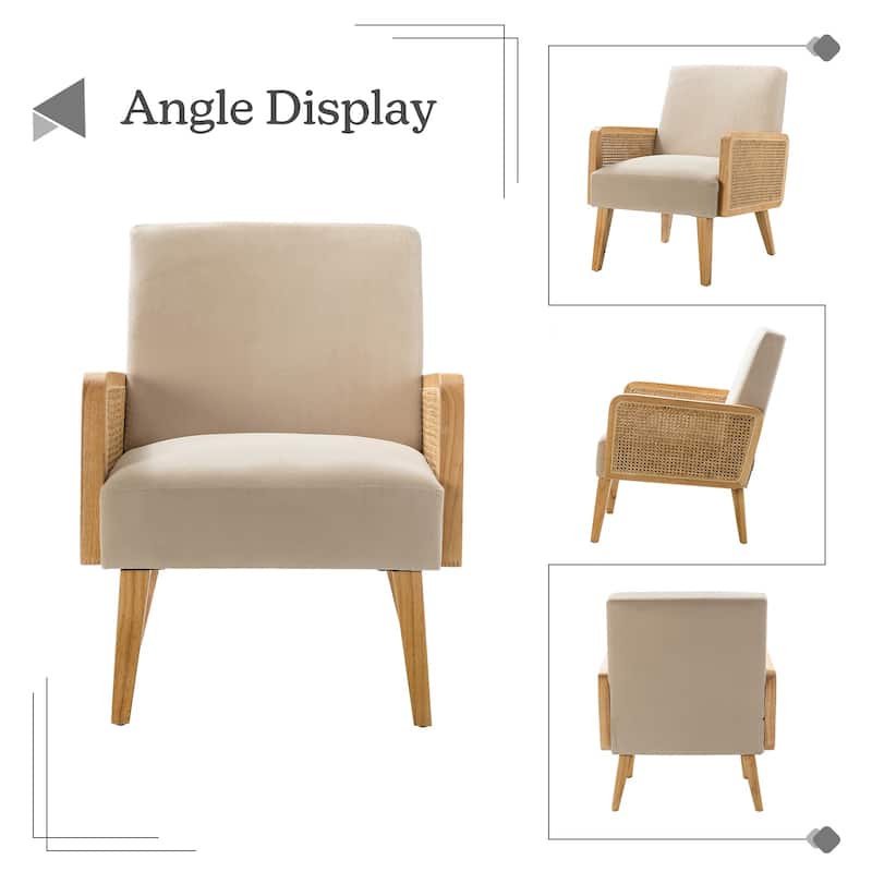Carmina Upholstered Accent Chair with Natural Rattan Arms by HULALA HOME