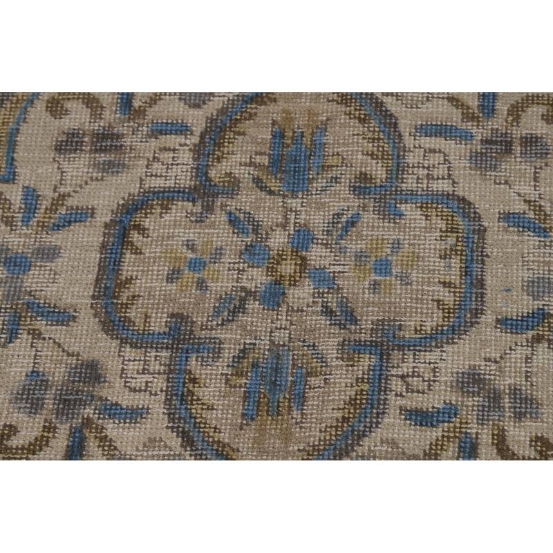 Tabriz Persian Area Rug Hand-Knotted Beige Floral Wool Carpet - 8'2"x 10'9"