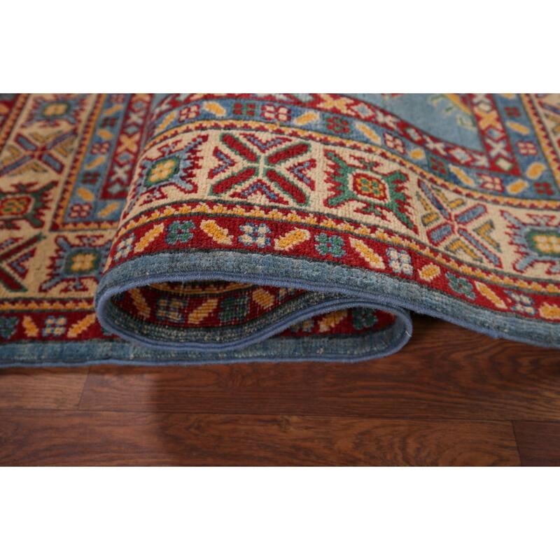 Blue Kazak Oriental Accent Rug Handmade Wool Carpet - 3'4" x 5'0"
