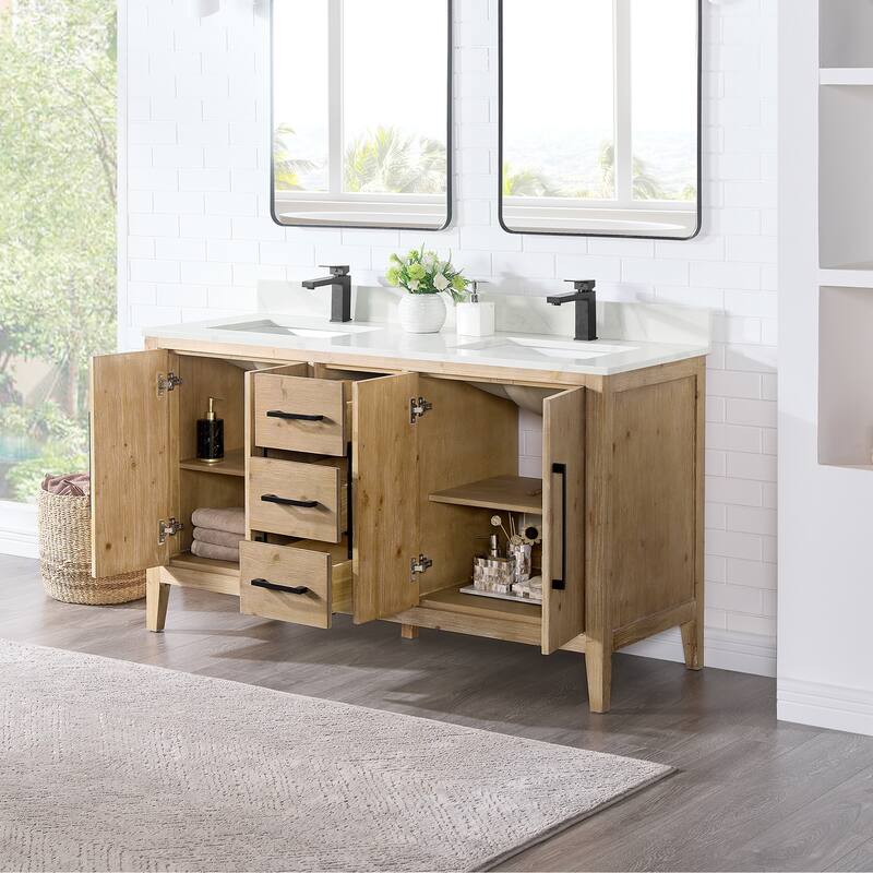 Altair Laurel Bath Vanity with Calacatta White Quartz Stone Countertop without Mirror